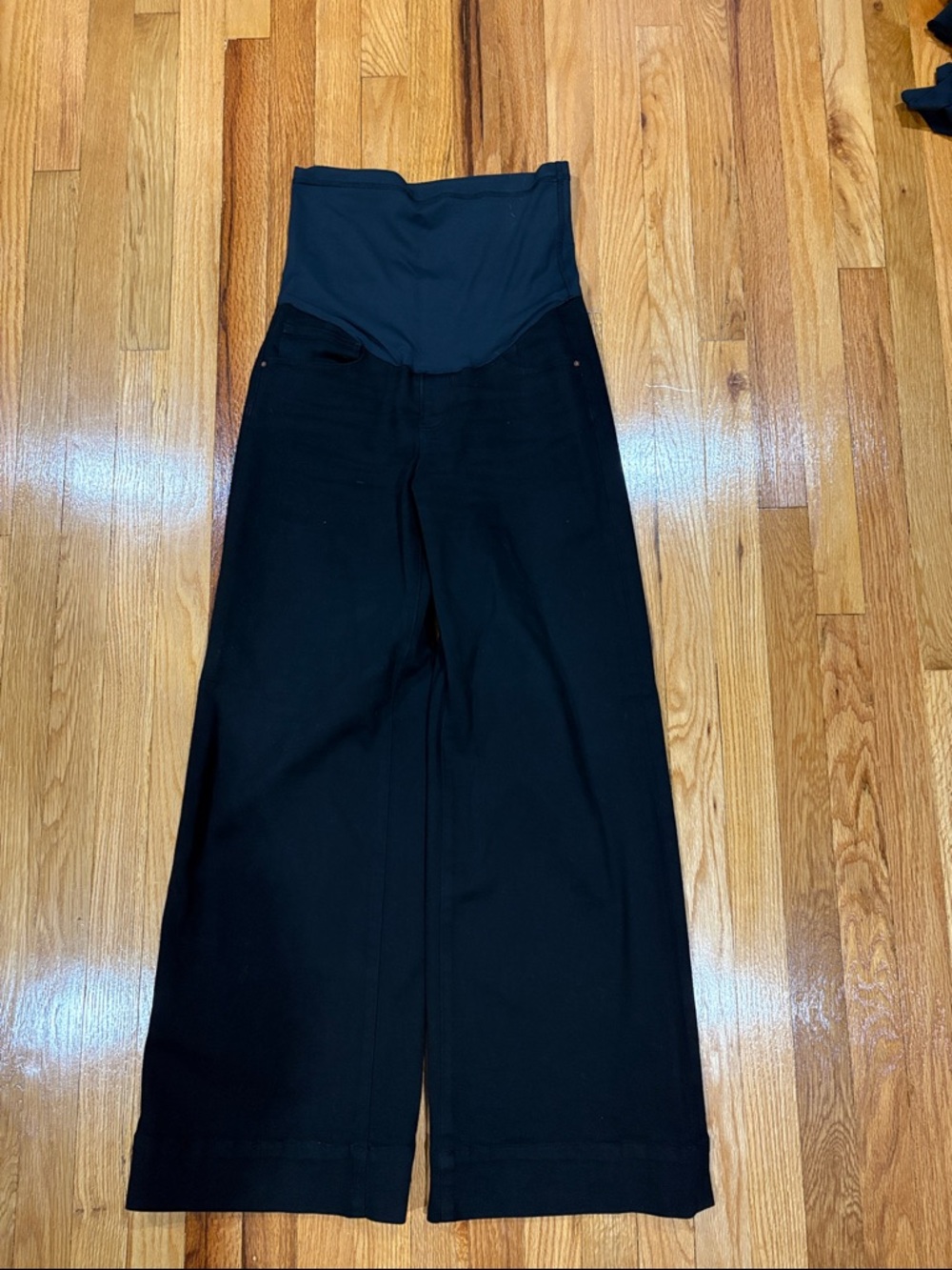 Pinkblush Black Maternity Wide-Leg Jeans
